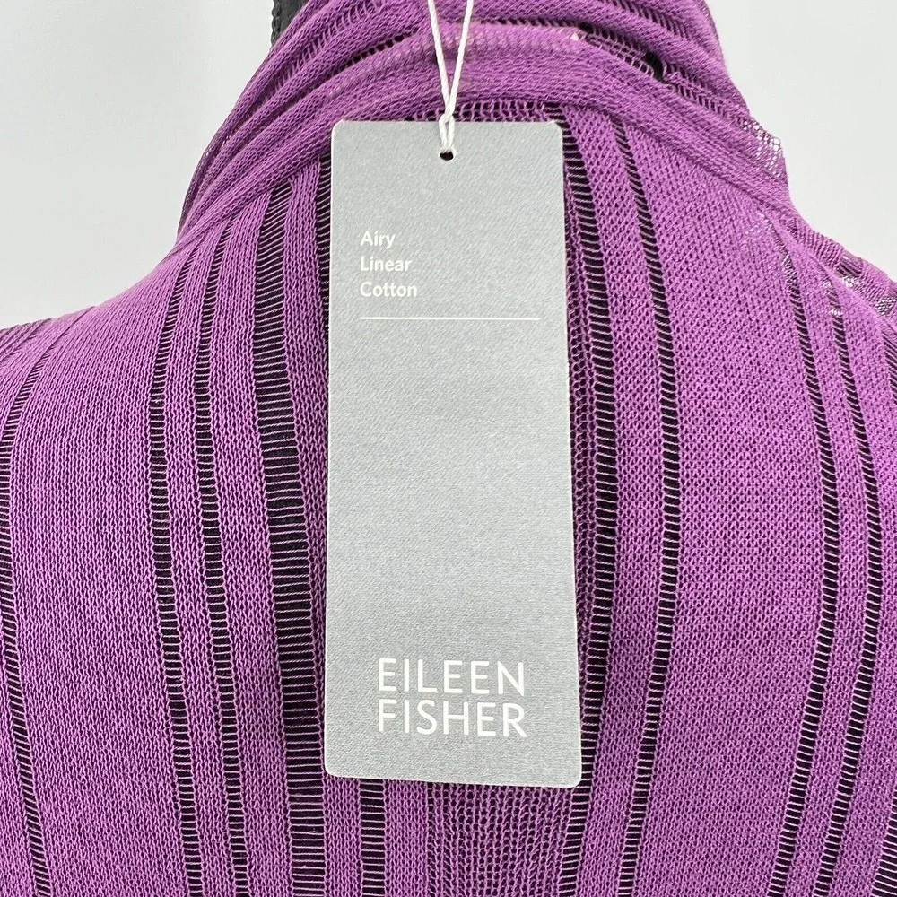 New Eileen Fisher Women's Sweater Draped Front Cotton Purple Lilac Small‎